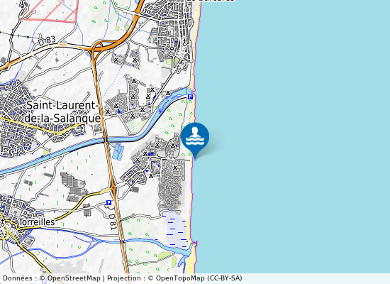 Plage Centre sur la carte