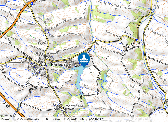 Baignade Lac De La Thesauque sur la carte